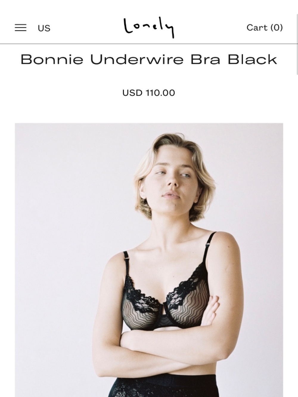NWOT 34C Lonely Bonnie Underwire Sheer bra - Black